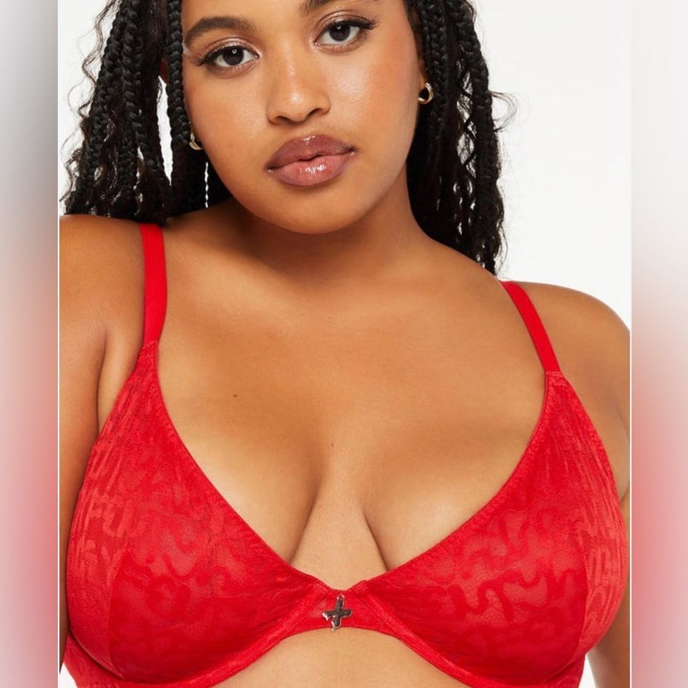 Savage X Fenty Tagged by Savage Unlined Underwire Bra size 38D Goji Red Sexy